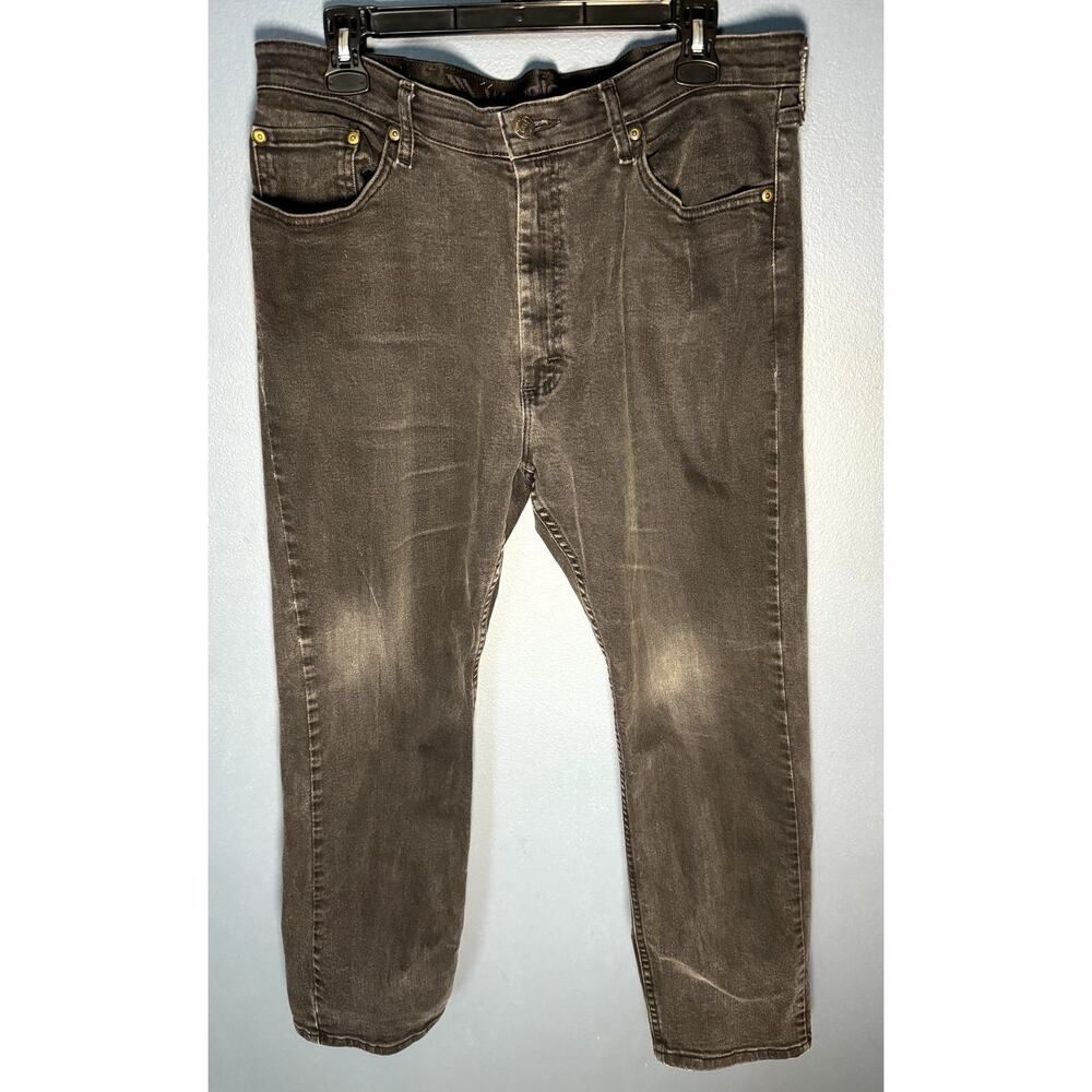 Mens Wrangler Authentic Straight Leg Black Wash Jeans Size 36 x 29